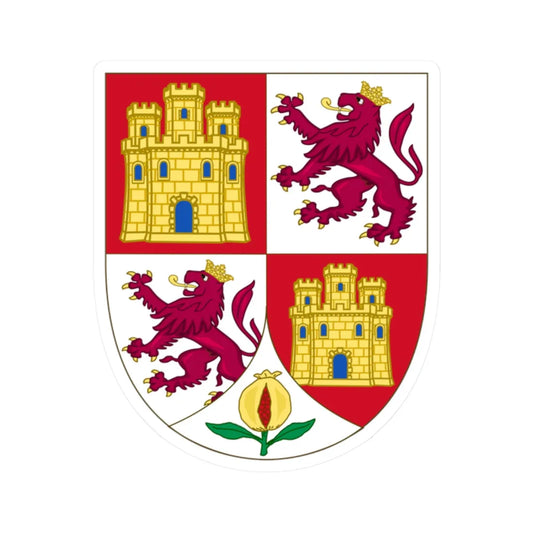 Lesser Royal Arms of the Spanish Monarch c.1504-1700 (Spain) (Coat of Arms) STICKER Vinyl Kiss-Cut Decal 2 Inch White - The Sticker Space