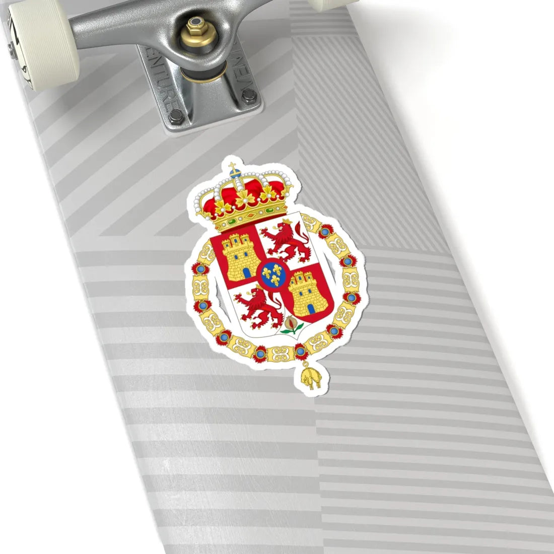 Lesser Royal Coat of Arms of Spain 1700-1868 and 1834-1930 Golden Fleece Variant (Spain) (Coat of Arms) STICKER Vinyl Kiss-Cut Decal - The Sticker Space