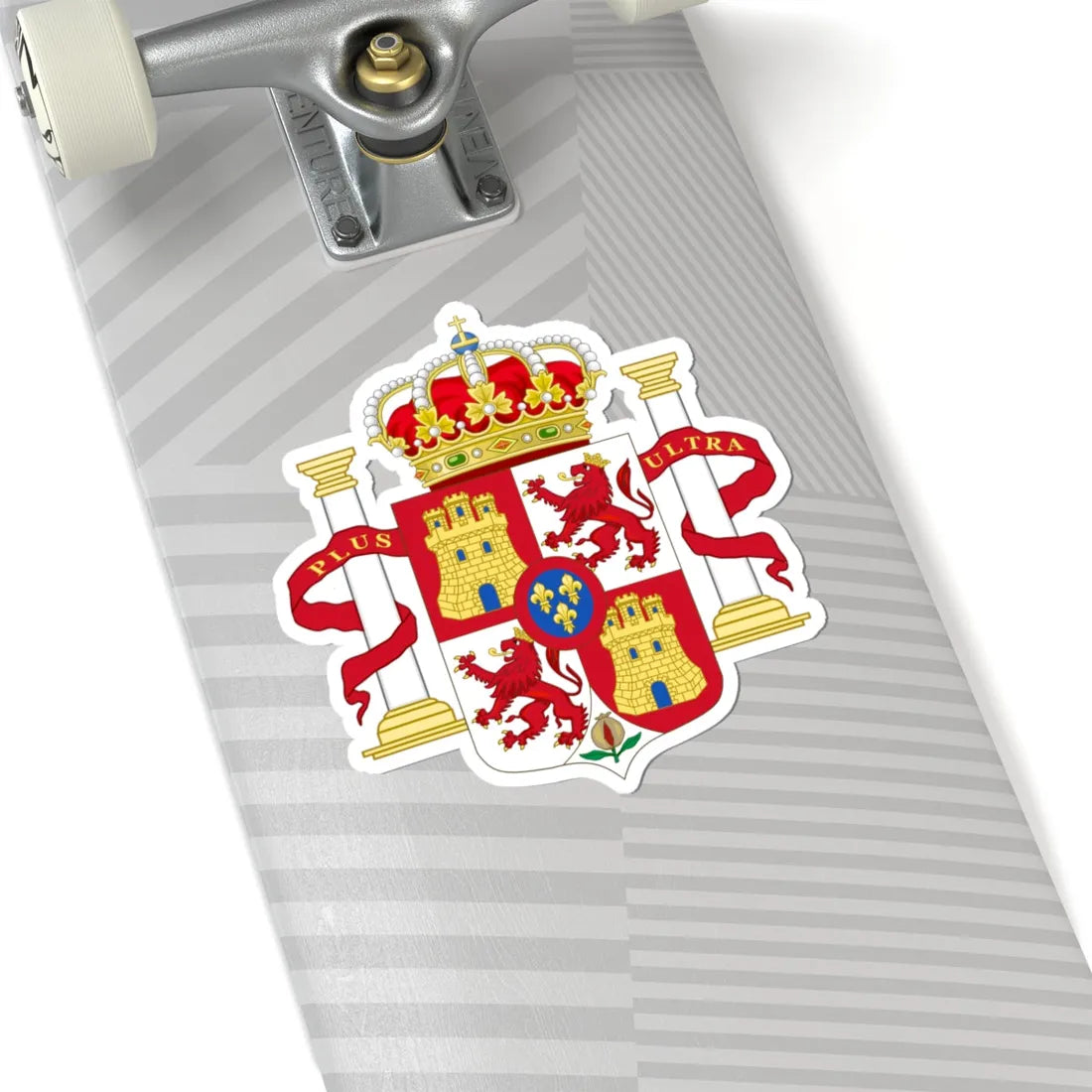 Lesser Royal Coat of Arms of Spain 1700-1868 and 1834-1930 Pillars of Hercules Variant (Spain) (Coat of Arms) STICKER Vinyl Kiss-Cut Decal - The Sticker Space