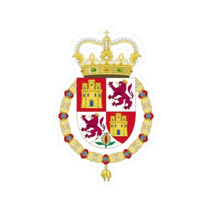 Lesser Royal Coat of Arms of Spain c.1668-1700 (Spain) (Coat of Arms) STICKER Vinyl Kiss-Cut Decal 2 Inch White - The Sticker Space