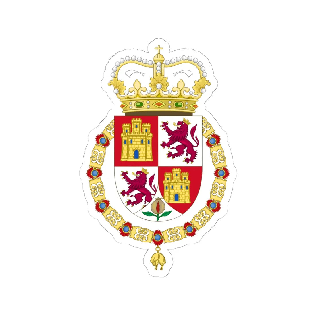 Lesser Royal Coat of Arms of Spain c.1668-1700 (Spain) (Coat of Arms) STICKER Vinyl Kiss-Cut Decal 6 Inch White - The Sticker Space