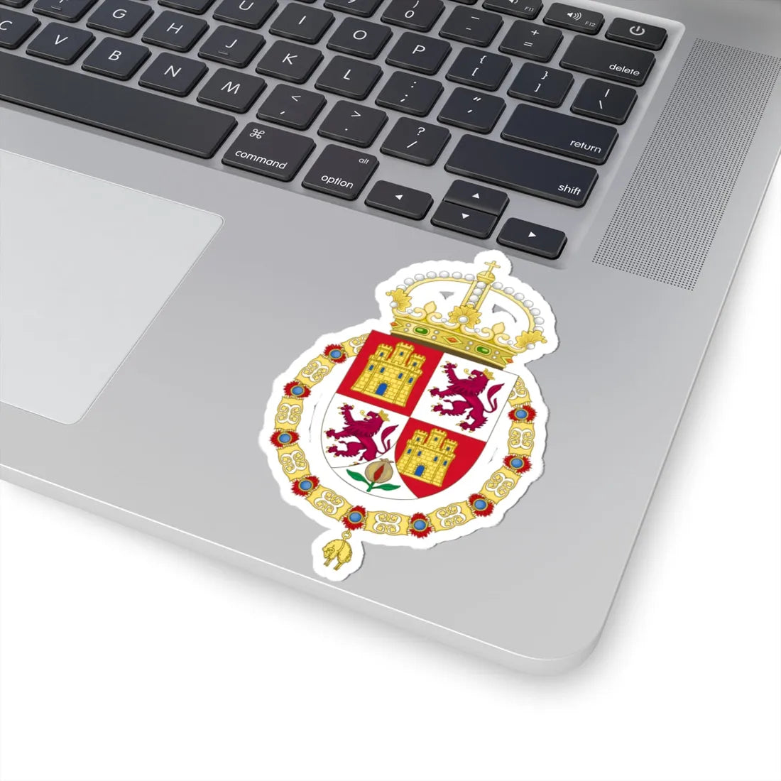 Lesser Royal Coat of Arms of Spanish Monarch 1580-c.1668 (Spain) (Coat of Arms) STICKER Vinyl Kiss-Cut Decal - The Sticker Space