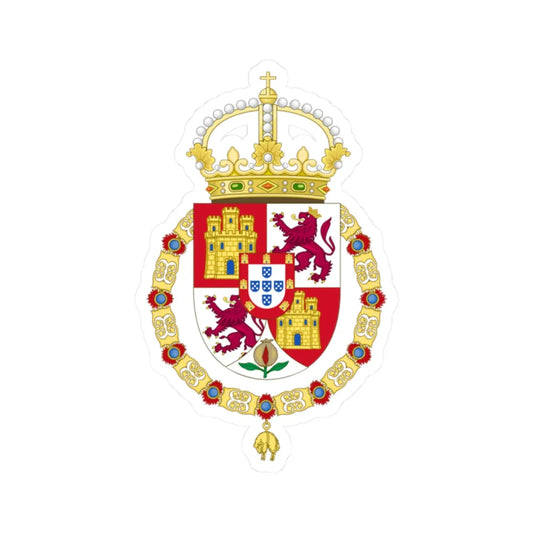Lesser Royal Coat of Arms of Spanish Monarch Portuguese Inescutcheon (Spain) (Coat of Arms) STICKER Vinyl Kiss-Cut Decal 2 Inch White - The Sticker Space