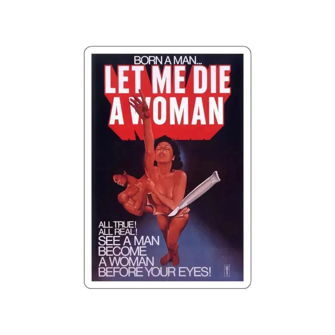 LET ME DIE A WOMAN 1977 Movie Poster STICKER Vinyl Die-Cut Decal 6 Inch - The Sticker Space