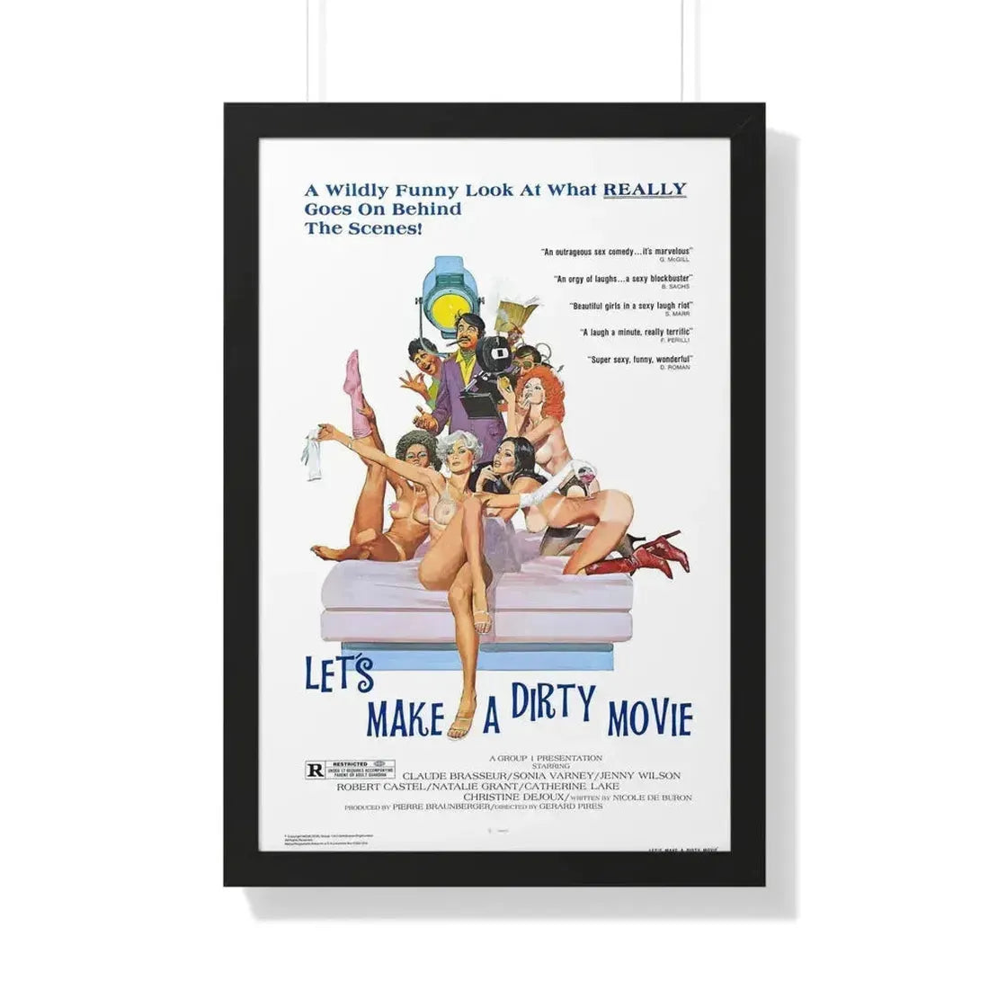 LET'S MAKE A DIRTY MOVIE 1976 - Framed Movie Poster 20" x 30" Black - The Sticker Space