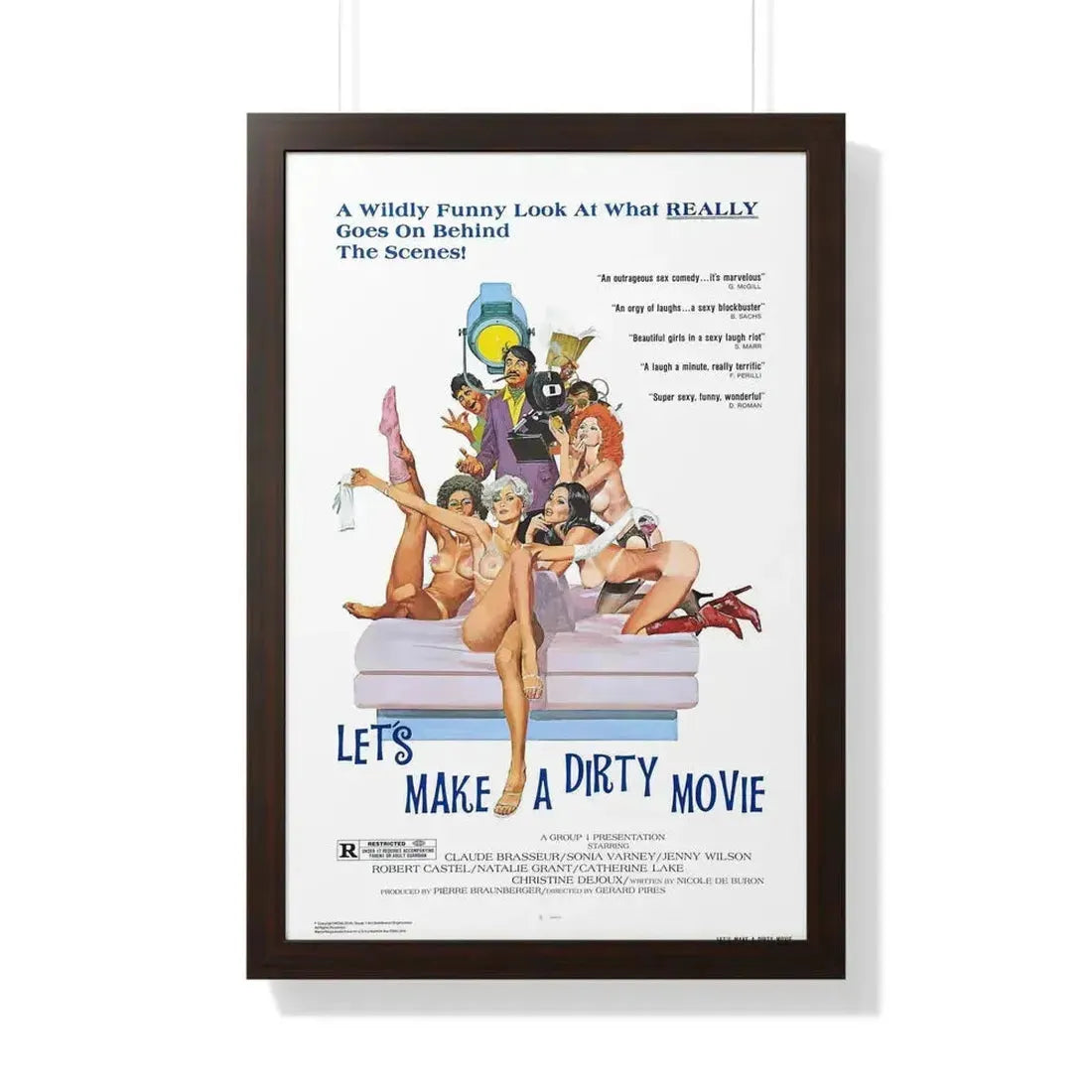 LET'S MAKE A DIRTY MOVIE 1976 - Framed Movie Poster 20" x 30" Walnut - The Sticker Space