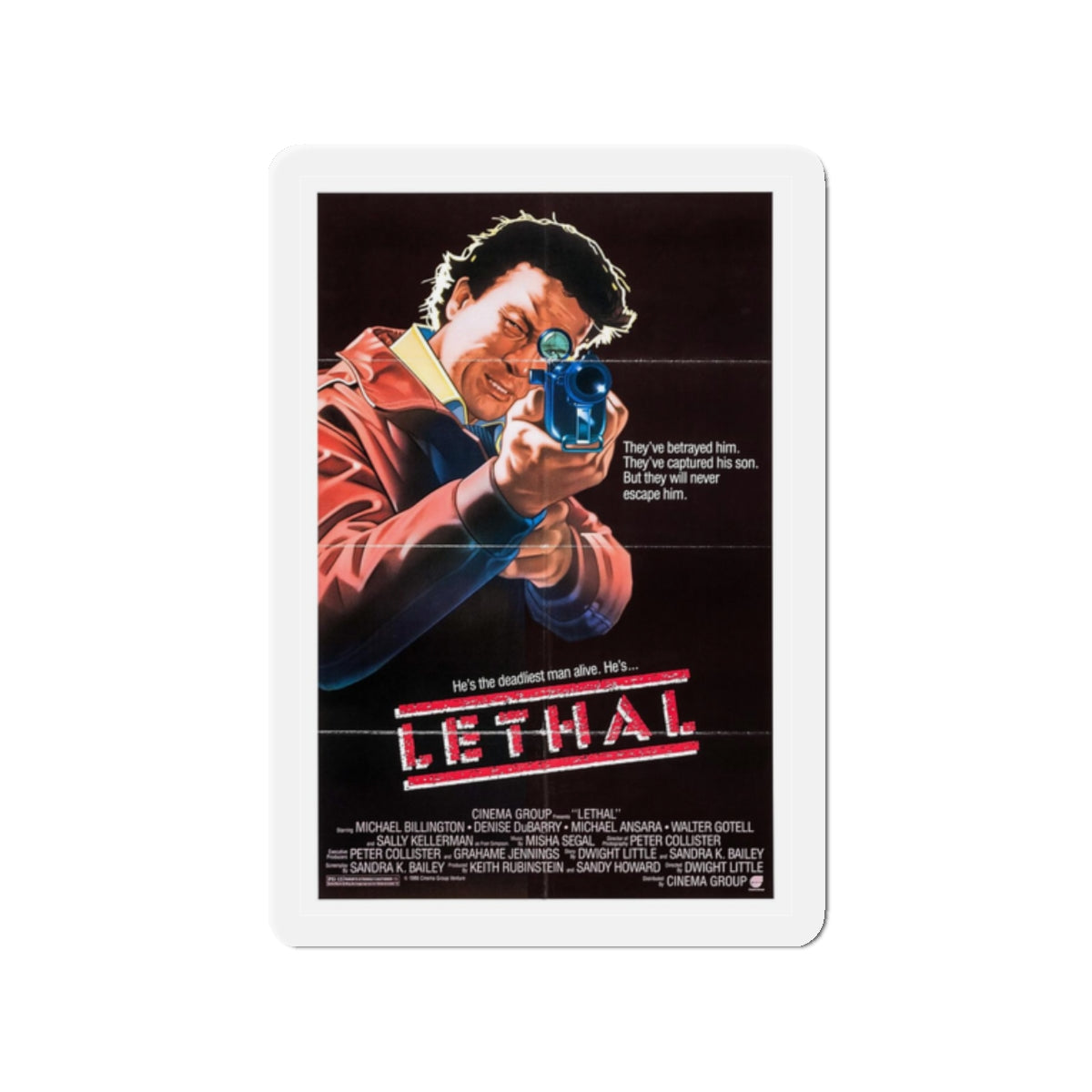 LETHAL 1985 Movie Poster - Refrigerator Magnet-2" x 2"-Die-Cut-1 pc-The Sticker Space