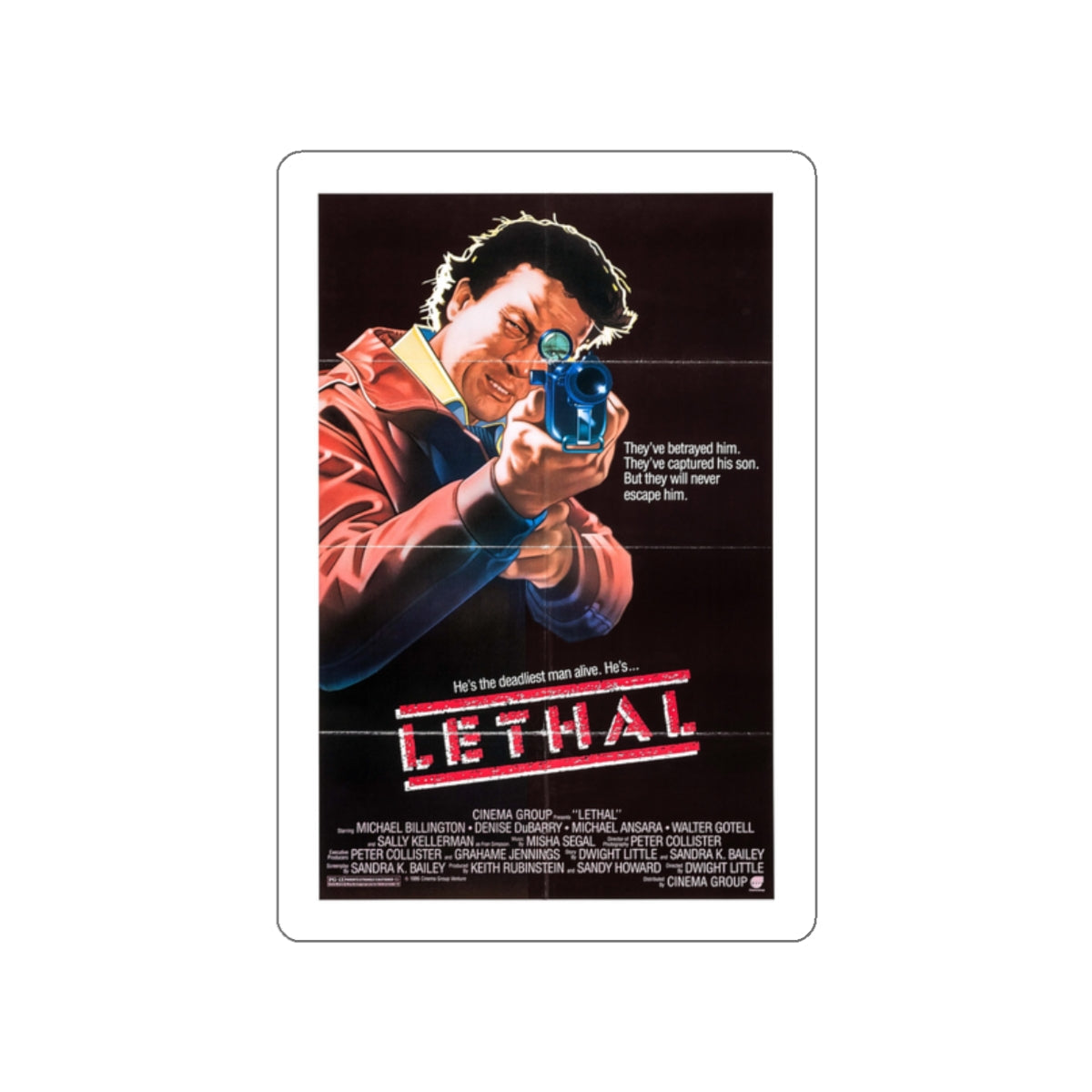 LETHAL 1985 Movie Poster STICKER Vinyl Die-Cut Decal-2 Inch-The Sticker Space