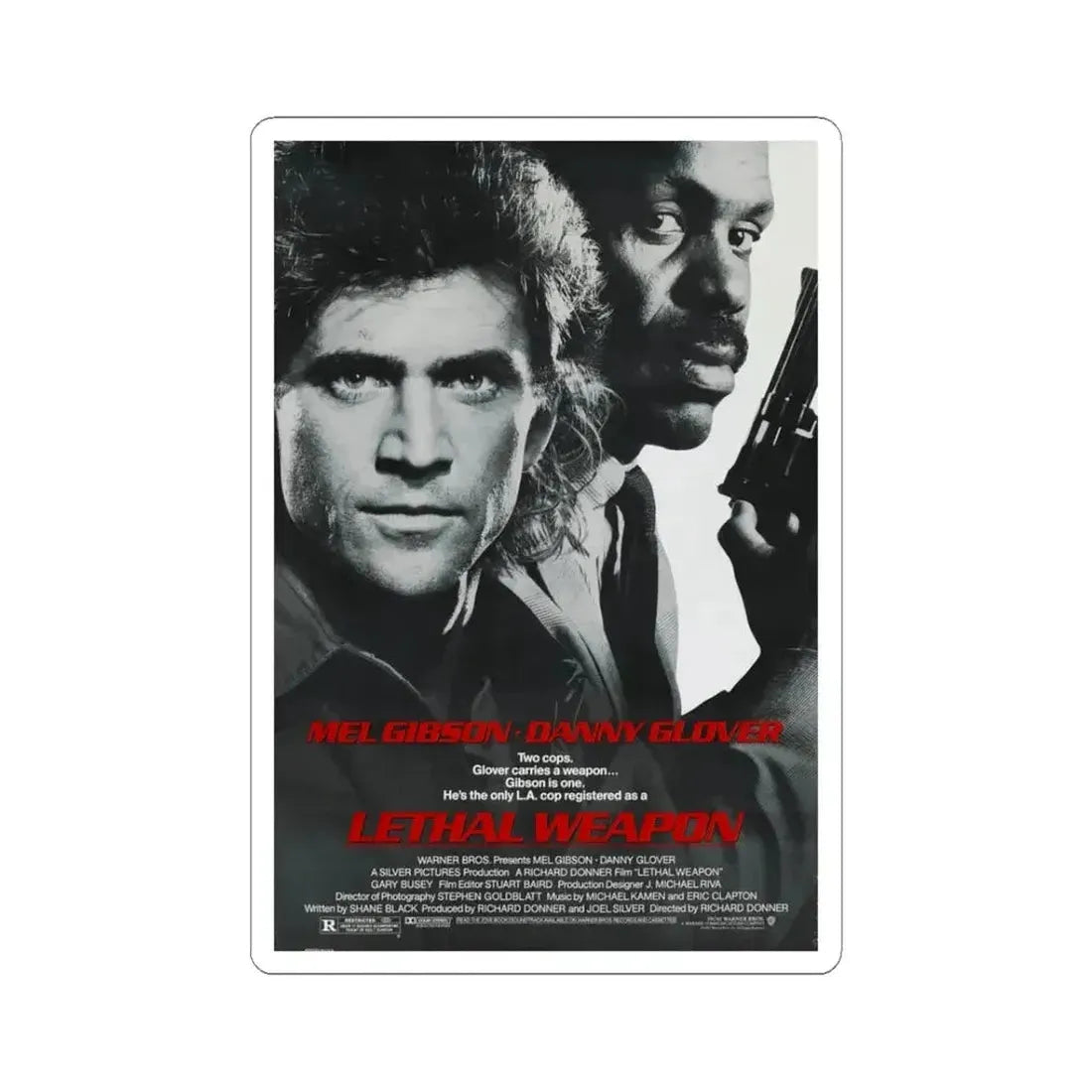 Lethal Weapon 1987 Movie Poster - STICKER Vinyl Kiss-Cut Decal 3 Inch White - The Sticker Space
