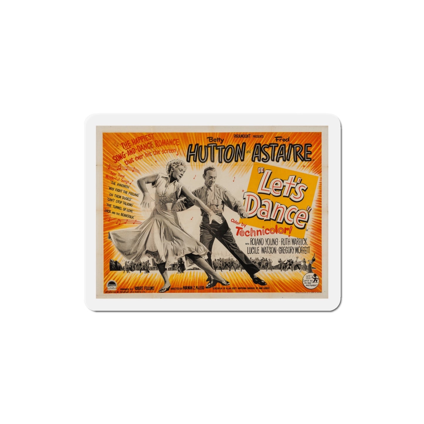 Lets Dance 1950 v2 Movie Poster Die-Cut Magnet-4 Inch-The Sticker Space