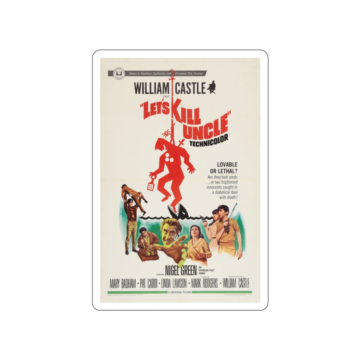 LET'S KILL UNCLE 1966 Movie Poster STICKER Vinyl Die-Cut Decal-2 Inch-The Sticker Space