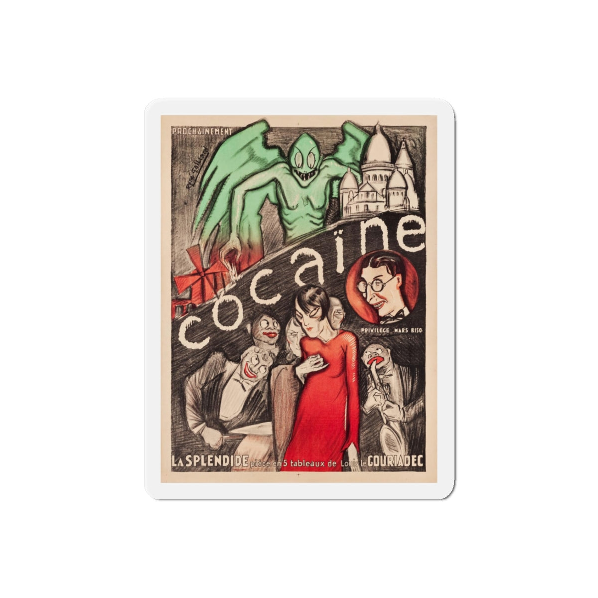 LETTER AT DAWN (COCAINE) 1948 Movie Poster - Refrigerator Magnet-6" × 6"-The Sticker Space