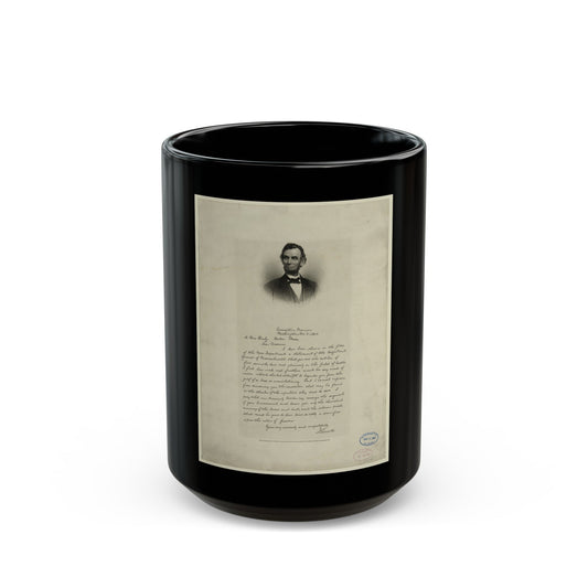 Letter From Abraham Lincoln To Mrs. Bixby, With Bust-Length Portrait Of Lincoln (U.S. Civil War) Black Coffee Mug-15oz-The Sticker Space