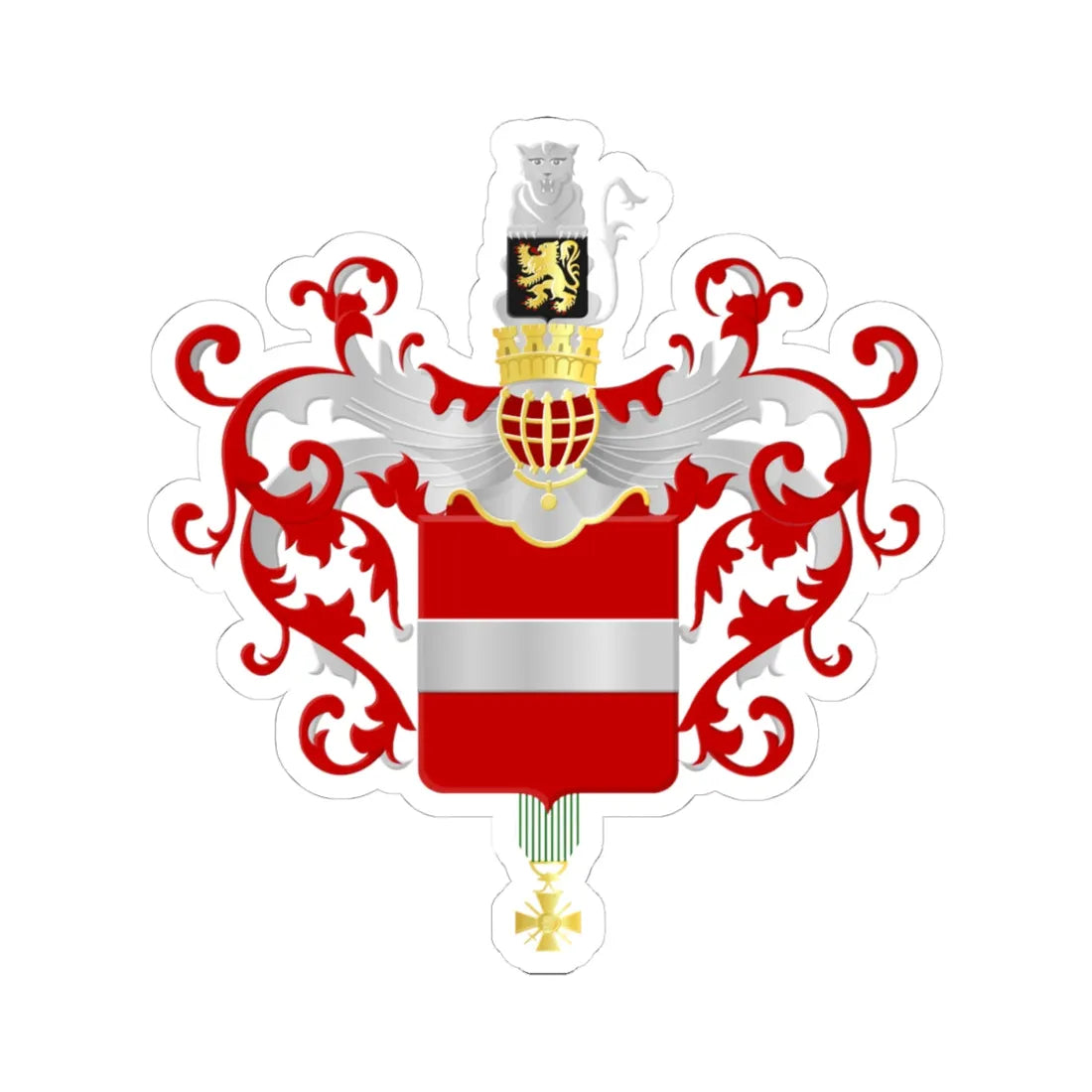 Leuven wapen (Belgium) (Coat of Arms) STICKER Vinyl Kiss-Cut Decal 4 Inch White - The Sticker Space