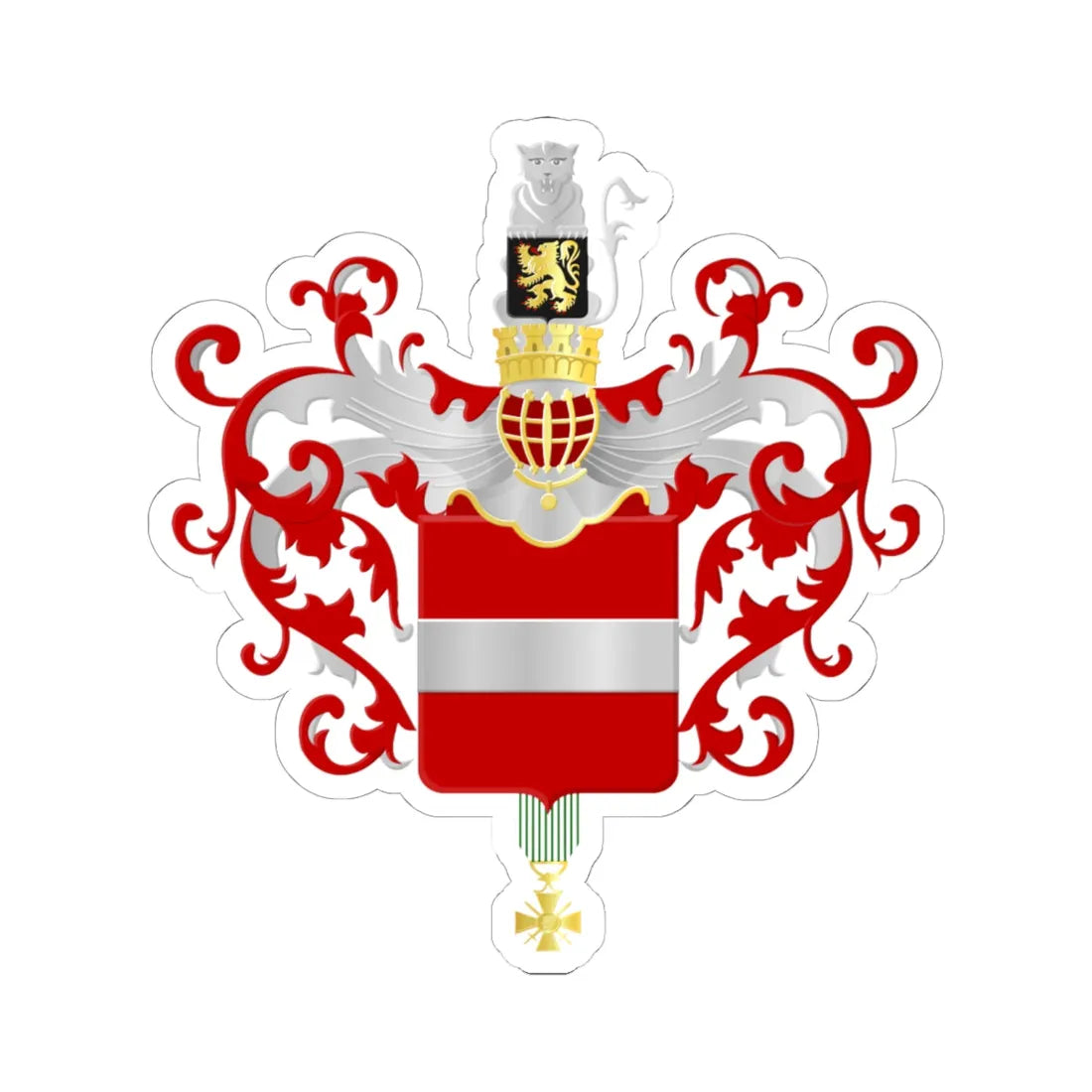 Leuven wapen (Belgium) (Coat of Arms) STICKER Vinyl Kiss-Cut Decal 6 Inch White - The Sticker Space