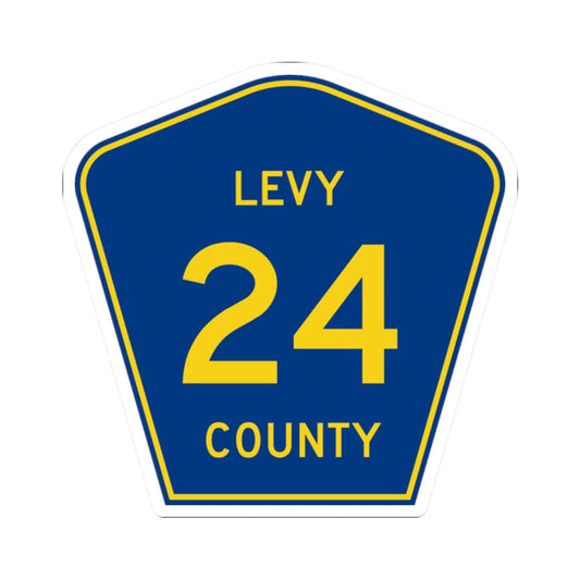 Levy County 24 (Florida) (Road Sign) STICKER Vinyl Kiss-Cut Decal 2 Inch White - The Sticker Space