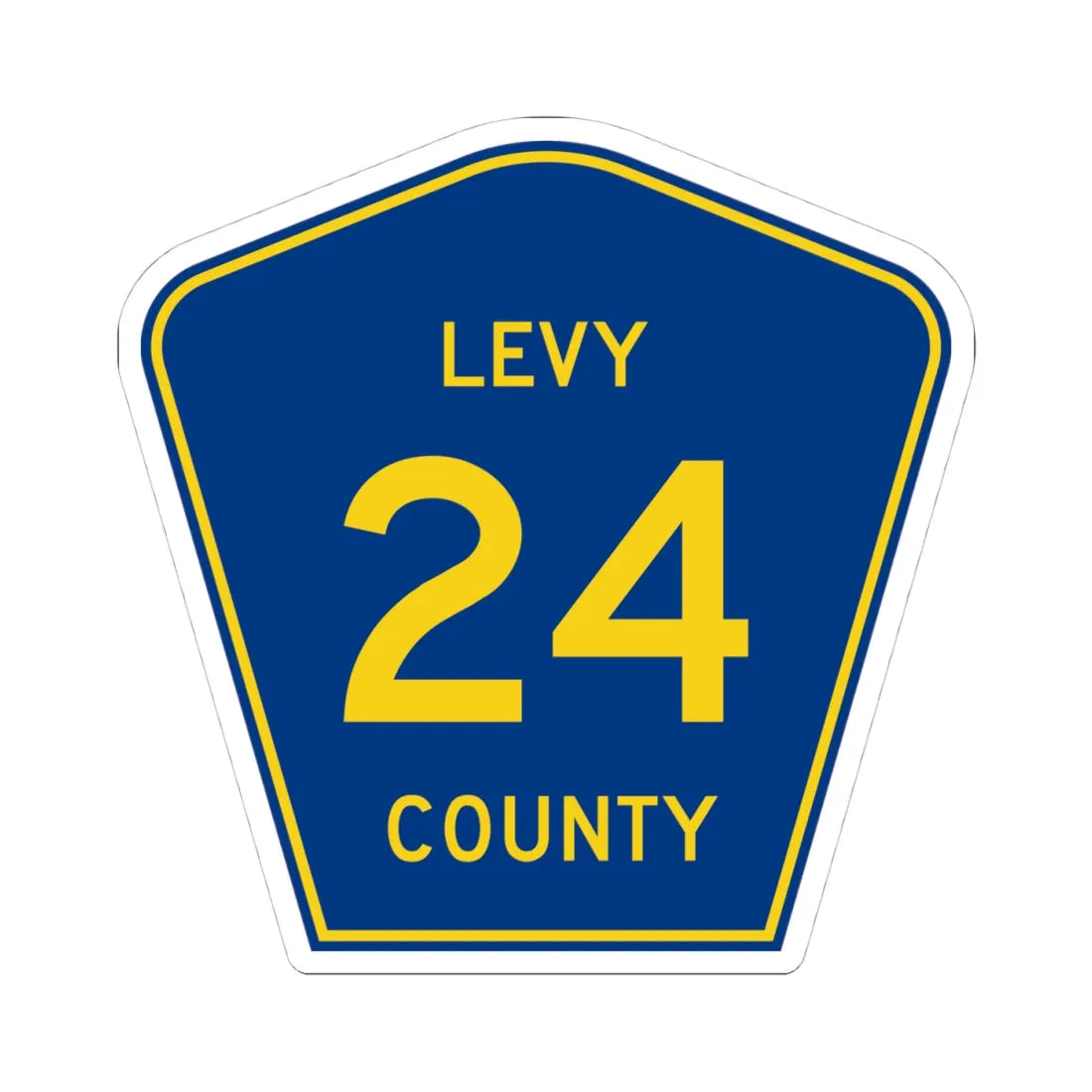 Levy County 24 (Florida) (Road Sign) STICKER Vinyl Kiss-Cut Decal 4 Inch White - The Sticker Space