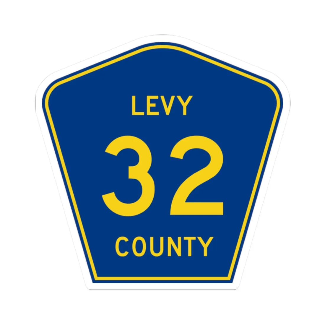 Levy County 32 (Florida) (Road Sign) STICKER Vinyl Kiss-Cut Decal 2 Inch White - The Sticker Space