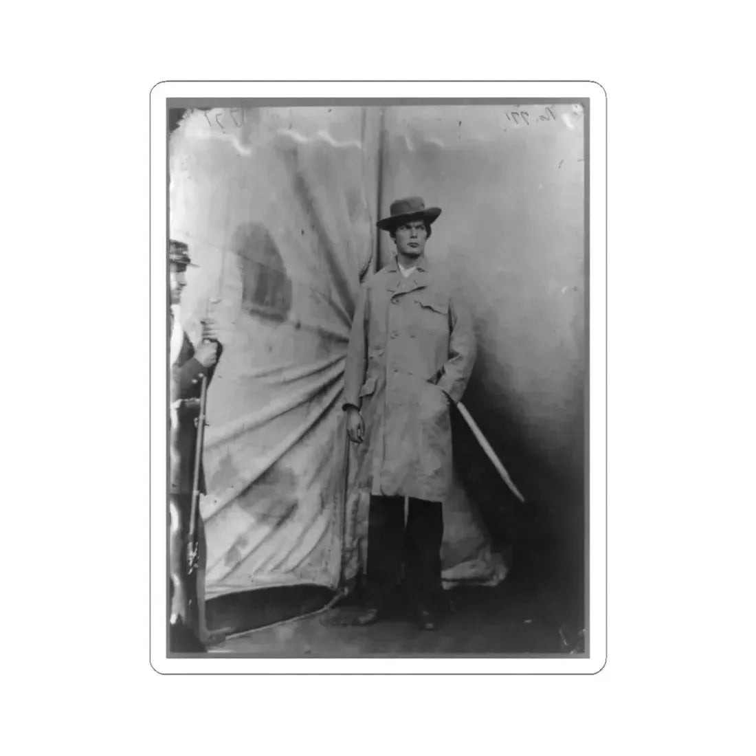 Lewis Payne, Lincoln Conspirator, Full-Length Portrait, Standing in Front of Tent, Facing Right (U.S. Civil War) STICKER Vinyl Kiss-Cut Decal 3 Inch White - The Sticker Space