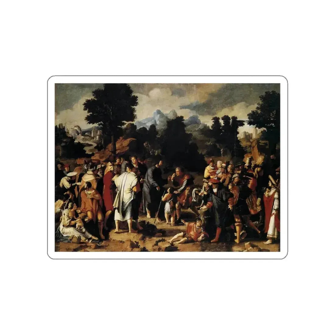 LEYDEN, Lucas van - Christ Healing the Blind (Artwork) STICKER Vinyl Die-Cut Decal White Die-Cut 3 Inch - The Sticker Space