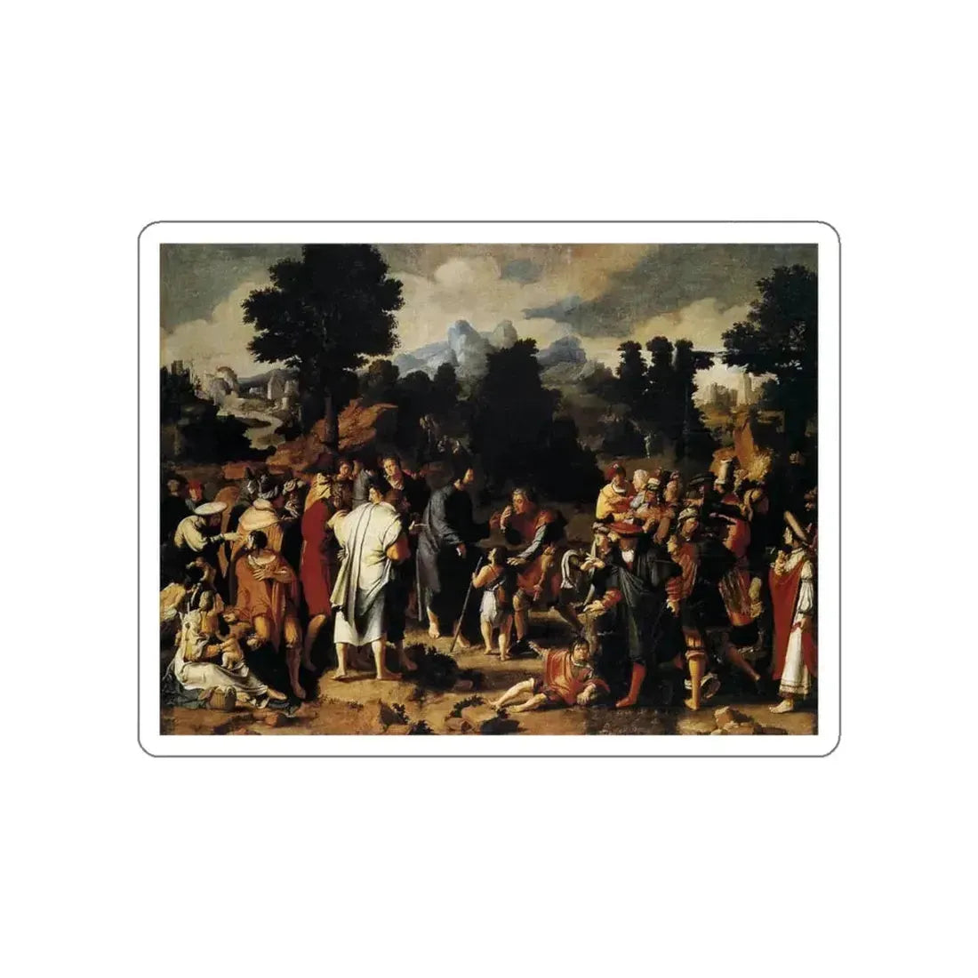 LEYDEN, Lucas van - Christ Healing the Blind (Artwork) STICKER Vinyl Die-Cut Decal White Die-Cut 4 Inch - The Sticker Space
