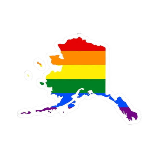 LGBT flag map of Alaska (United States) STICKER Vinyl Kiss-Cut Decal 2 Inch White - The Sticker Space