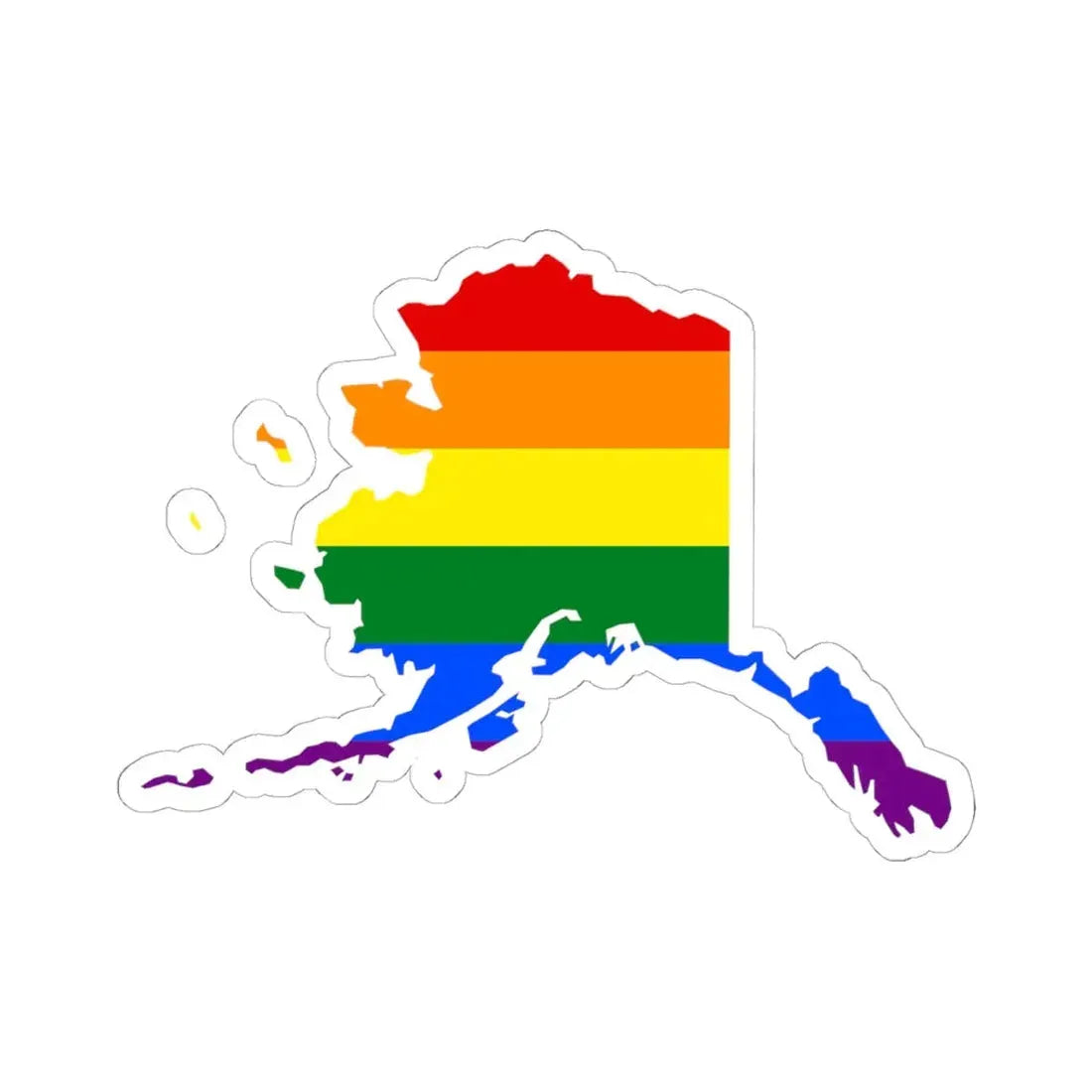LGBT flag map of Alaska (United States) STICKER Vinyl Kiss-Cut Decal 6 Inch White - The Sticker Space