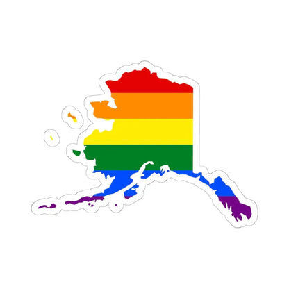 LGBT flag map of Alaska (United States) STICKER Vinyl Kiss-Cut Decal 6 Inch White - The Sticker Space