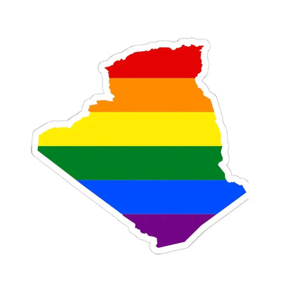 LGBT flag map of Algeria (Algeria) STICKER Vinyl Kiss-Cut Decal 6 Inch White - The Sticker Space