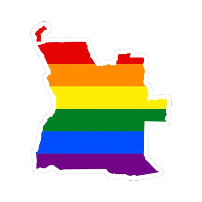 LGBT flag map of Angola (Angola) STICKER Vinyl Kiss-Cut Decal 3 Inch White - The Sticker Space