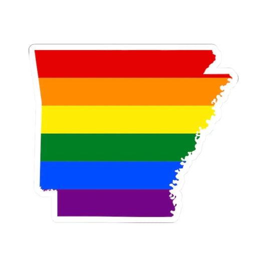 LGBT flag map of Arkansas (United States) STICKER Vinyl Kiss-Cut Decal 2 Inch White - The Sticker Space