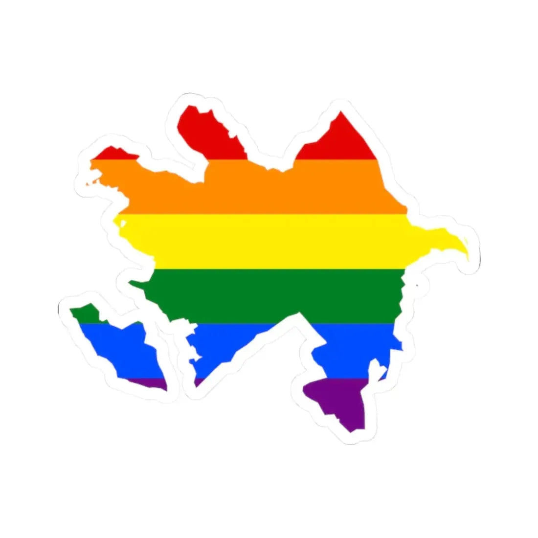 LGBT flag map of Azerbaijan (Azerbaijan) STICKER Vinyl Kiss-Cut Decal 2 Inch White - The Sticker Space