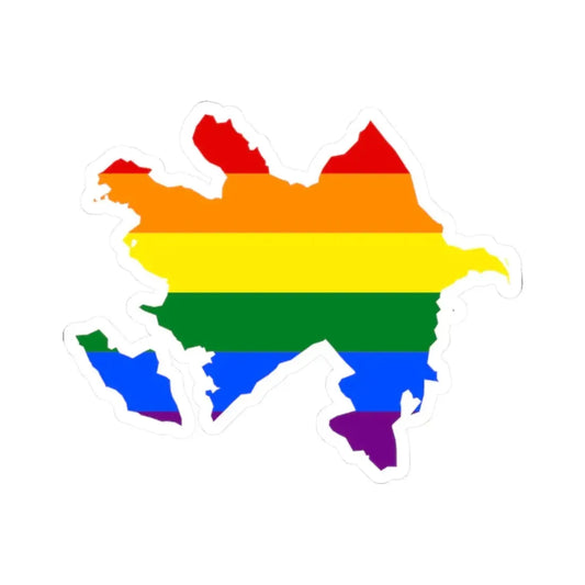 LGBT flag map of Azerbaijan (Azerbaijan) STICKER Vinyl Kiss-Cut Decal 2 Inch White - The Sticker Space