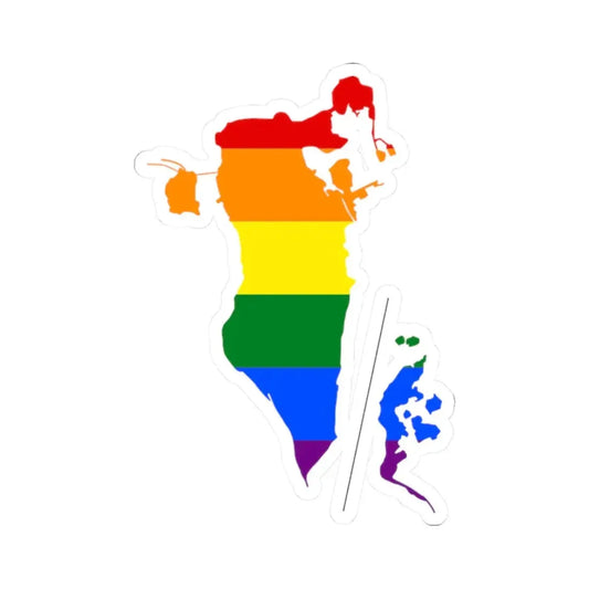 LGBT flag map of Bahrain (Bahrain) STICKER Vinyl Kiss-Cut Decal 2 Inch White - The Sticker Space