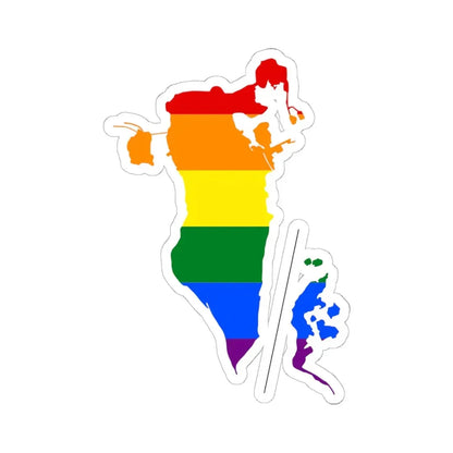 LGBT flag map of Bahrain (Bahrain) STICKER Vinyl Kiss-Cut Decal 6 Inch White - The Sticker Space