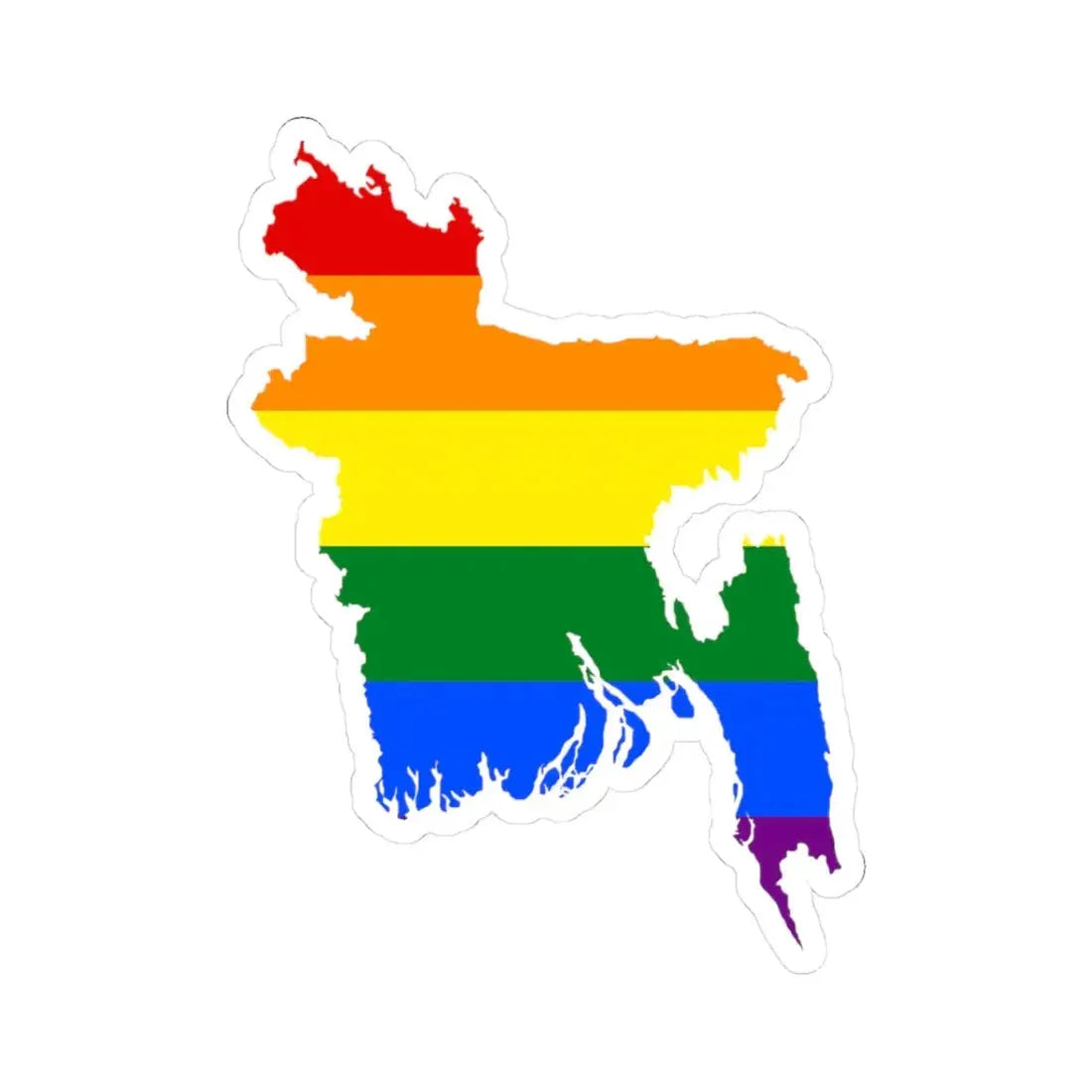 LGBT flag map of Bangladesh (Bangladesh) STICKER Vinyl Kiss-Cut Decal 3 Inch White - The Sticker Space