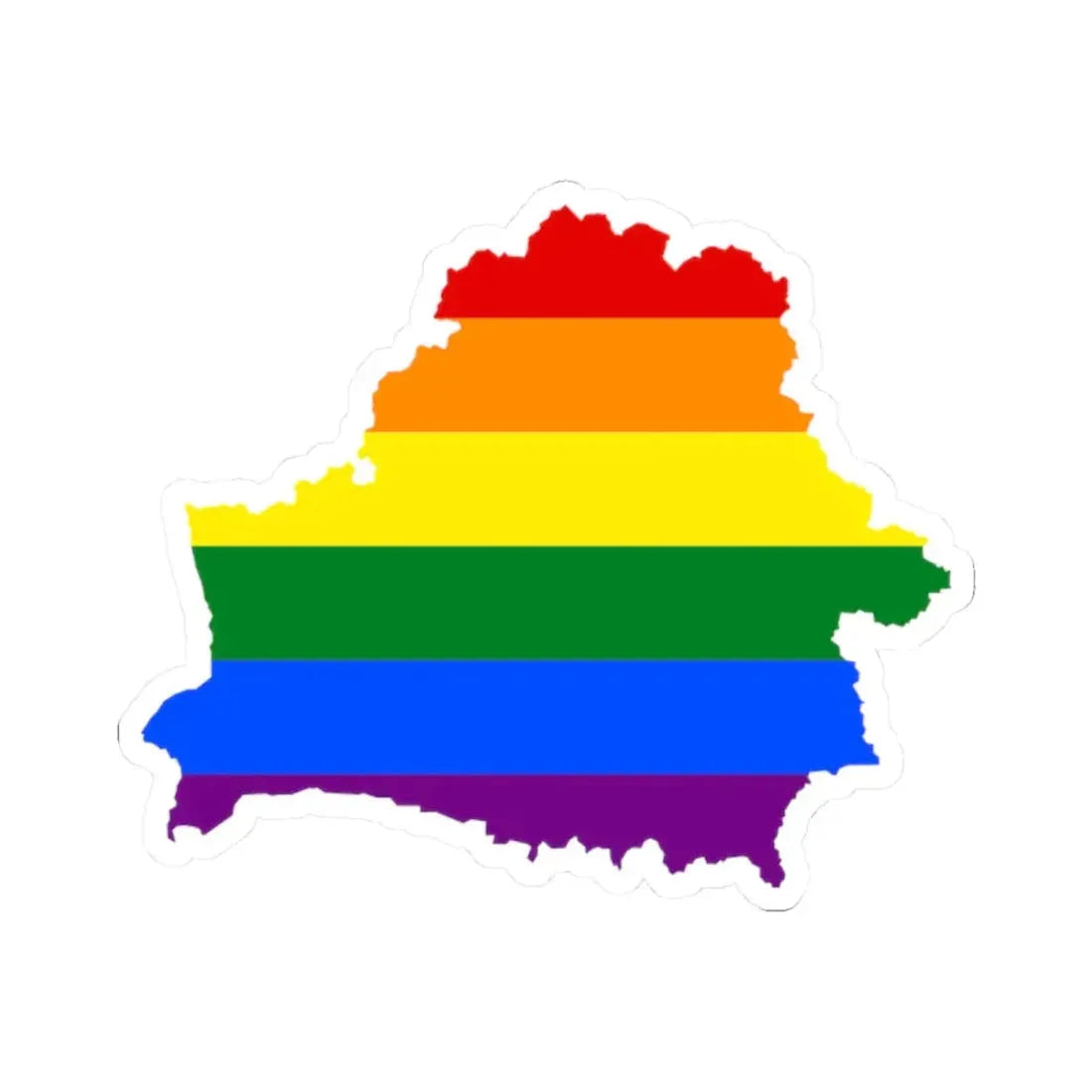 LGBT flag map of Belarus (Belarus) STICKER Vinyl Kiss-Cut Decal 2 Inch White - The Sticker Space