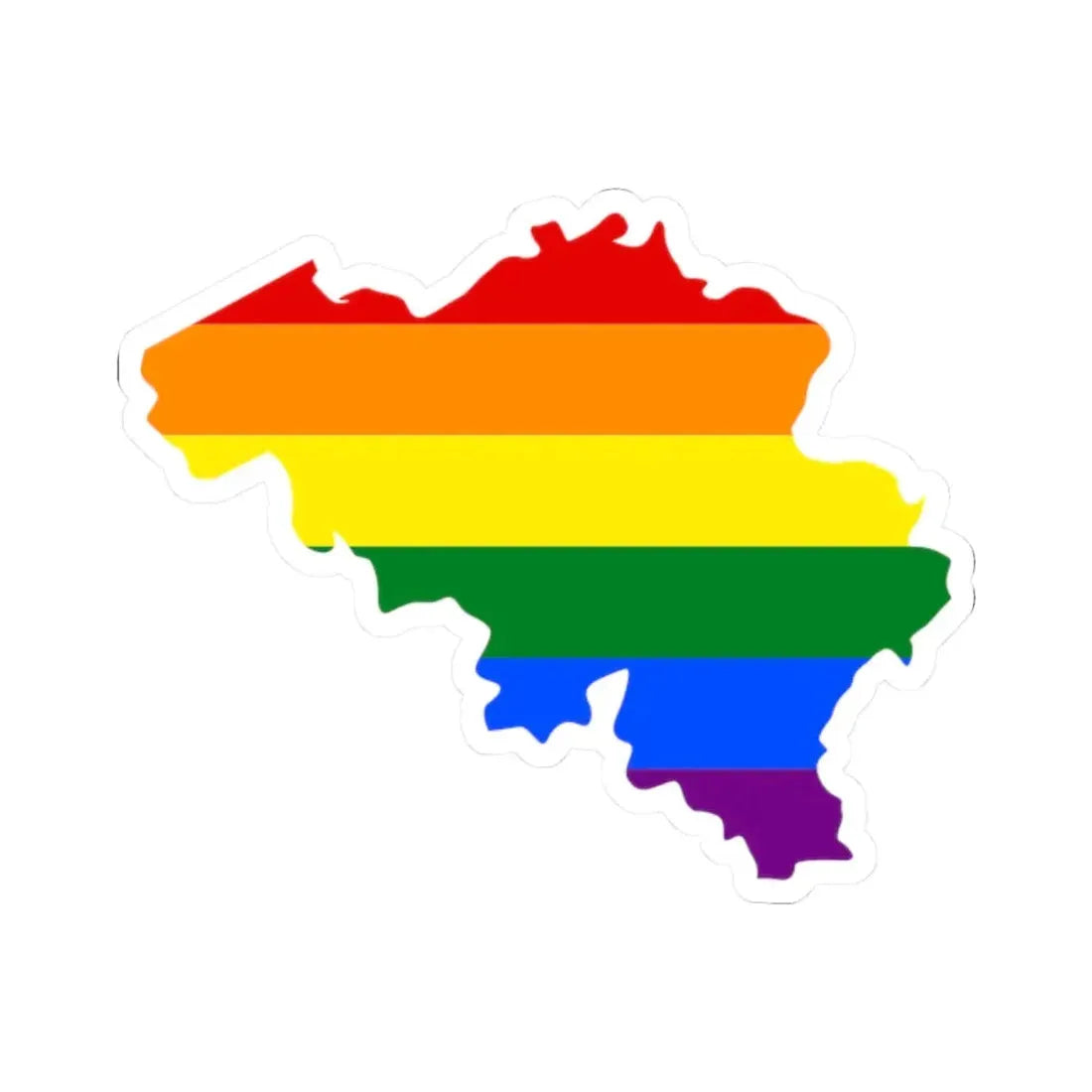 LGBT flag map of Belgium (Belgium) STICKER Vinyl Kiss-Cut Decal 2 Inch White - The Sticker Space