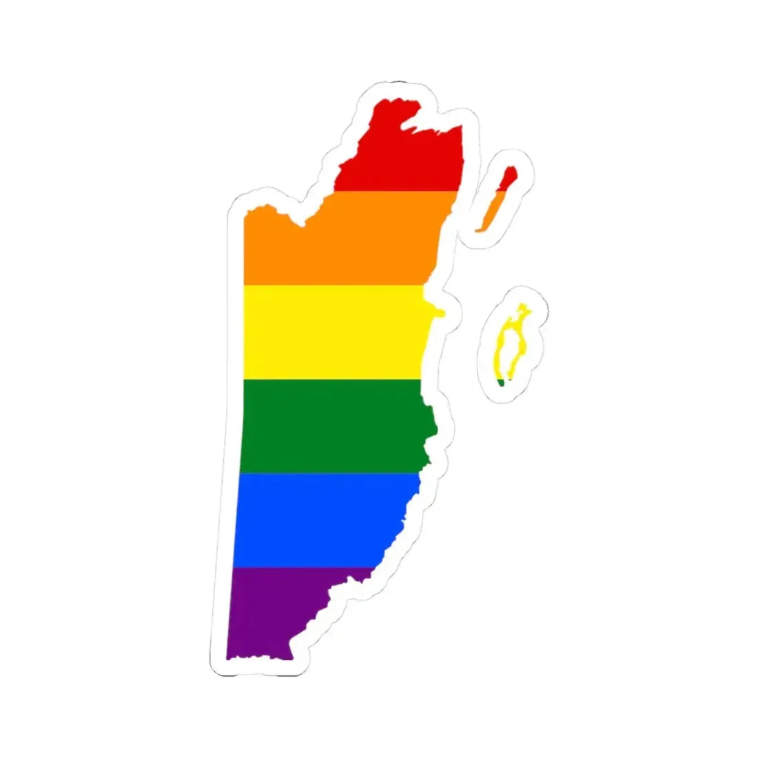 LGBT flag map of Belize (Belize) STICKER Vinyl Kiss-Cut Decal 3 Inch White - The Sticker Space