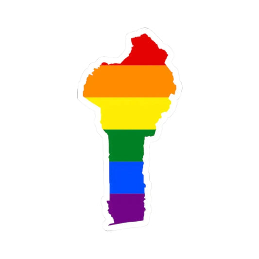 LGBT flag map of Benin (Benin) STICKER Vinyl Kiss-Cut Decal 2 Inch White - The Sticker Space