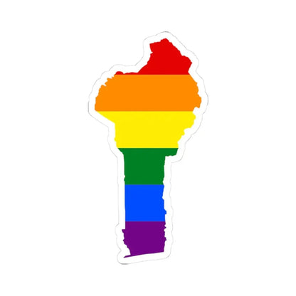 LGBT flag map of Benin (Benin) STICKER Vinyl Kiss-Cut Decal 3 Inch White - The Sticker Space