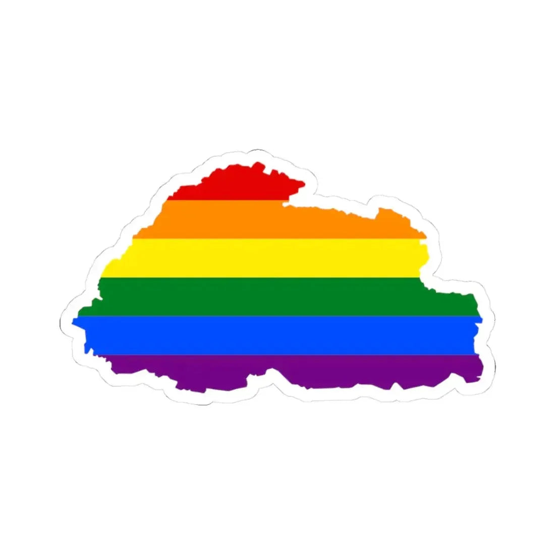 LGBT flag map of Bhutan (Bhutan) STICKER Vinyl Kiss-Cut Decal 3 Inch White - The Sticker Space