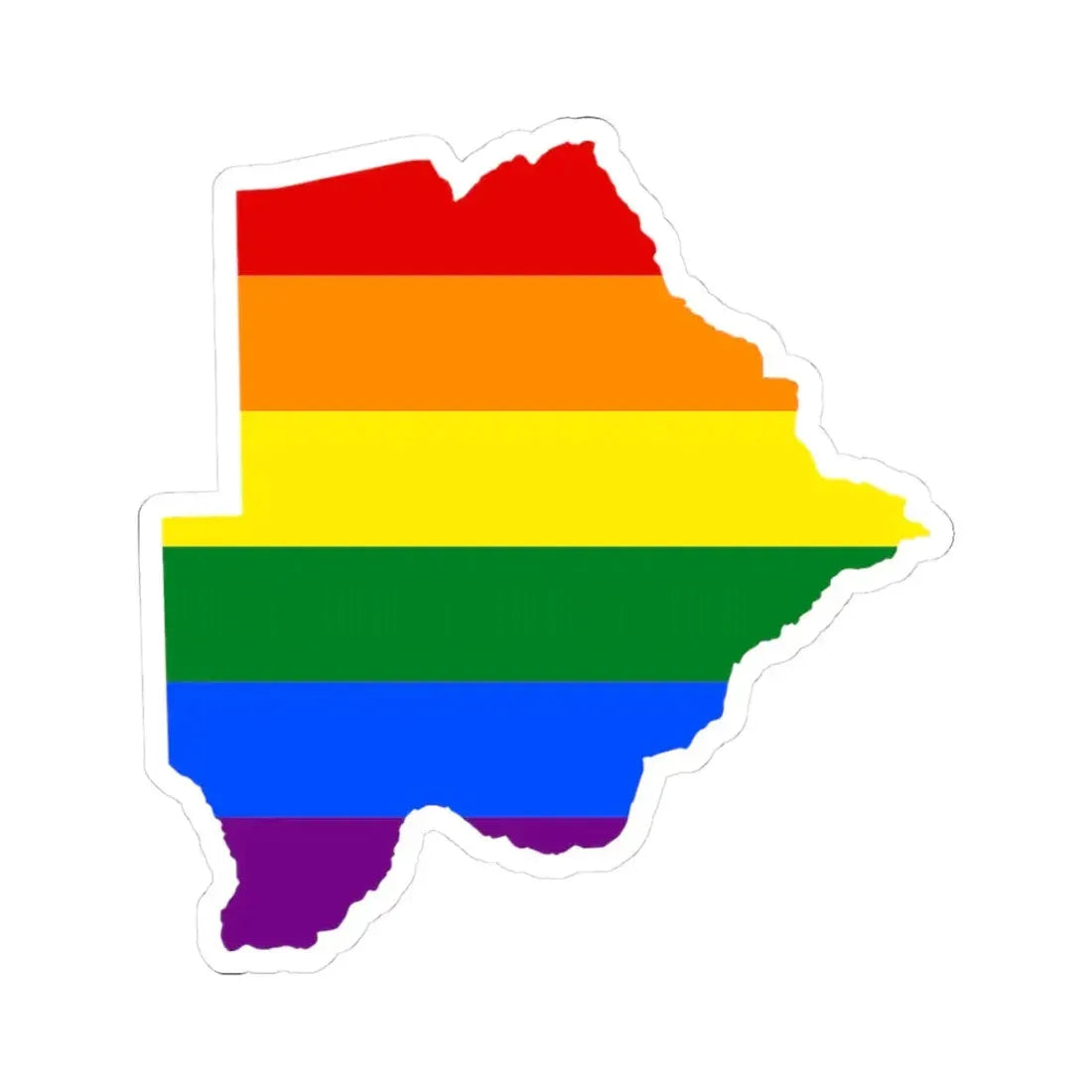 LGBT flag map of Botswana (Botswana) STICKER Vinyl Kiss-Cut Decal 3 Inch White - The Sticker Space