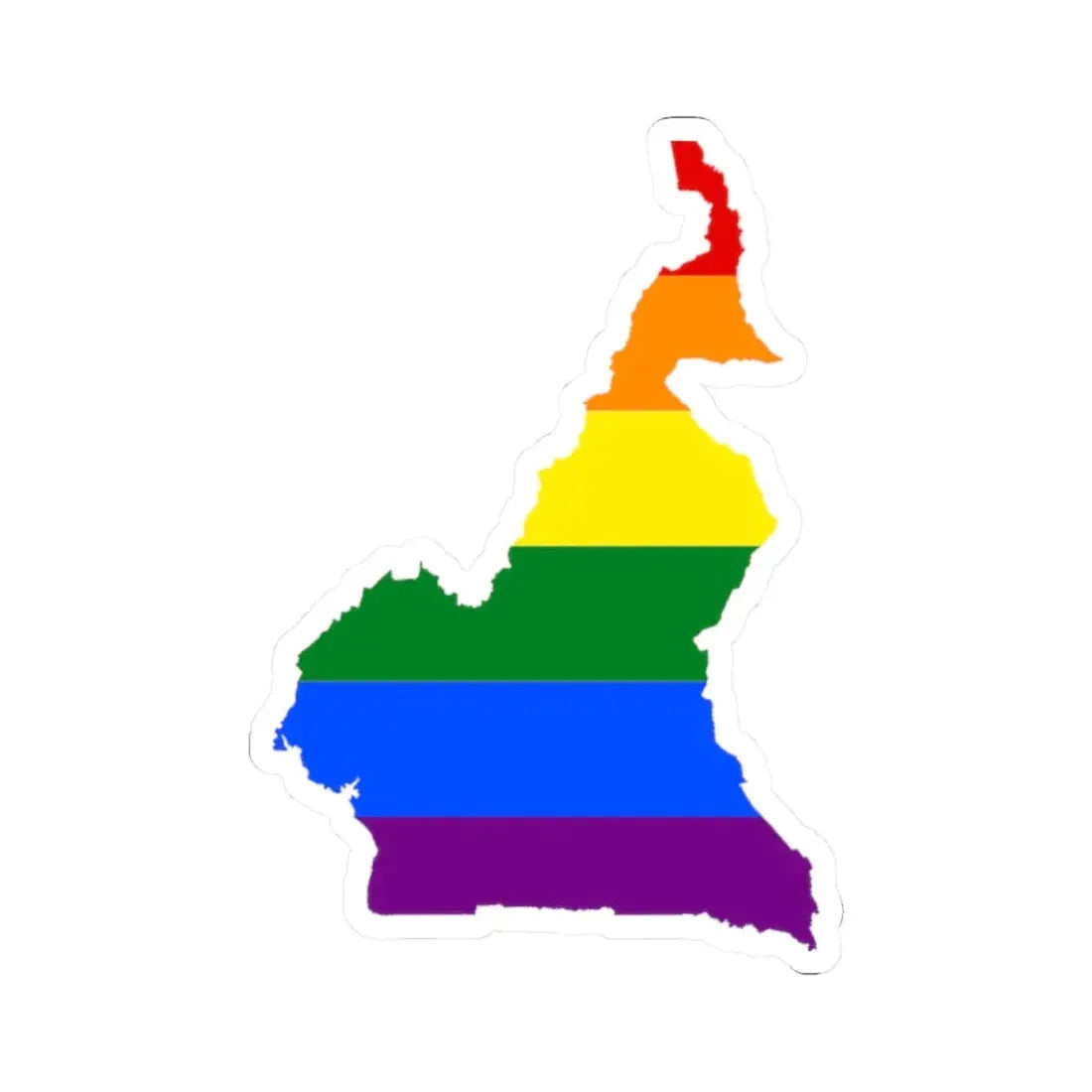 LGBT flag map of Cameroon (Cameroon) STICKER Vinyl Kiss-Cut Decal 2 Inch White - The Sticker Space