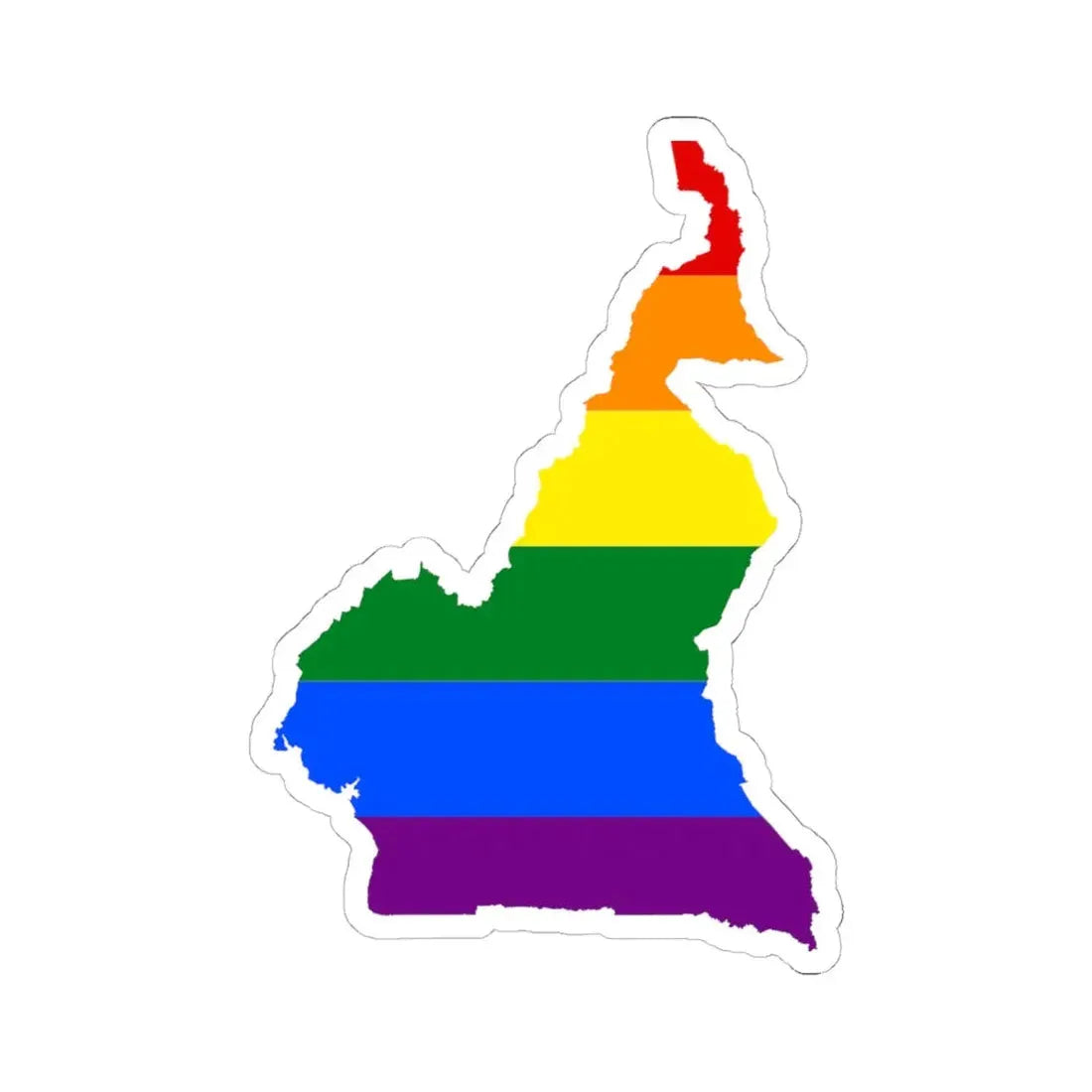 LGBT flag map of Cameroon (Cameroon) STICKER Vinyl Kiss-Cut Decal 6 Inch White - The Sticker Space