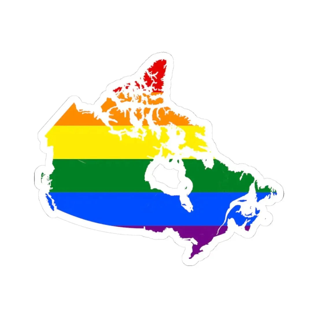LGBT flag map of Canada (Canada) STICKER Vinyl Kiss-Cut Decal 3 Inch White - The Sticker Space