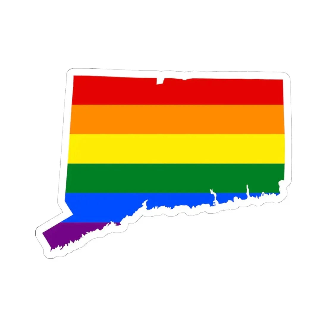 LGBT flag map of Connecticut (United States) STICKER Vinyl Kiss-Cut Decal 4 Inch White - The Sticker Space