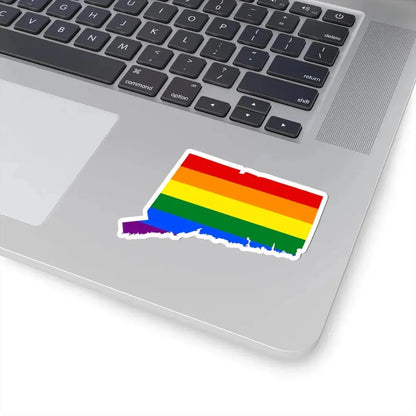 LGBT flag map of Connecticut (United States) STICKER Vinyl Kiss-Cut Decal - The Sticker Space