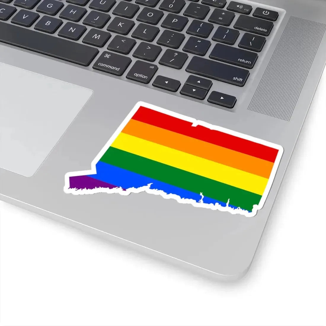 LGBT flag map of Connecticut (United States) STICKER Vinyl Kiss-Cut Decal - The Sticker Space
