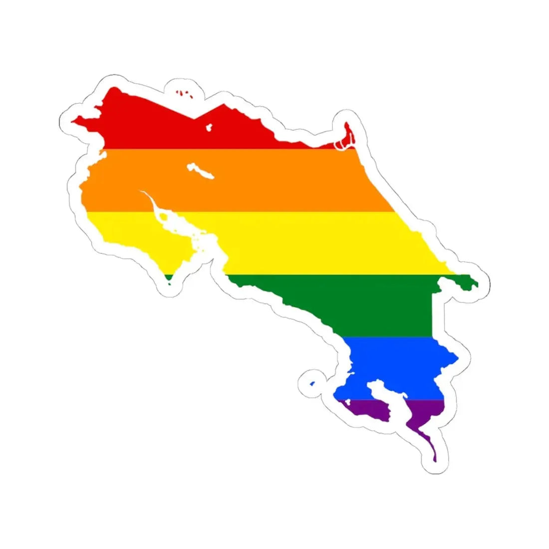 LGBT flag map of Costa Rica (Costa Rica) STICKER Vinyl Kiss-Cut Decal 6 Inch White - The Sticker Space